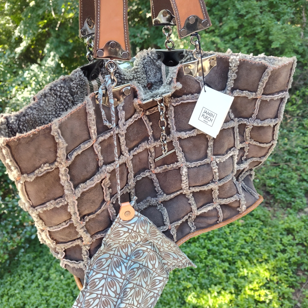 Stylish Jamin Puech Brown and Gray Tote Bag